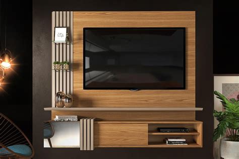 Painel Home P Tv At Polegadas Gotti Ripado C Prateleiras