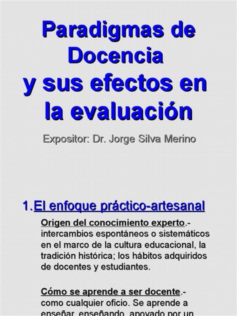 Pdf Paradigmas De Docencia Y Sus Efectos En La Evaluaci N