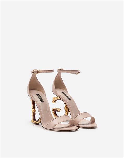 Nappa Leather Sandals With Baroque Dandg Heel