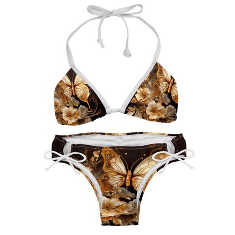 Butterfly Fission Diagram Detachable Sponge Adjustable Strap Bikini Set