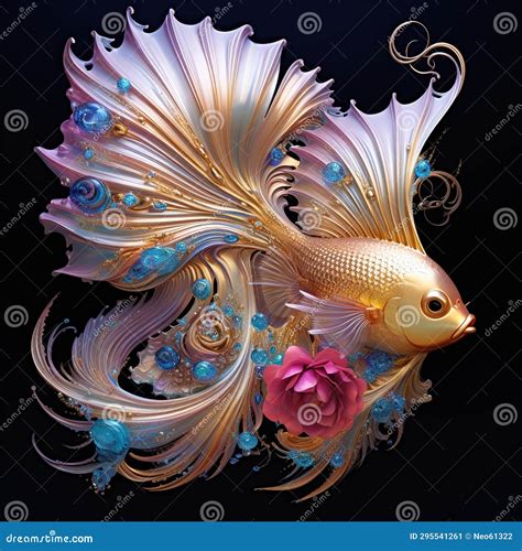 Surreal Fantasy Betta Fish Made Of Intricate Jewels And Gemstones