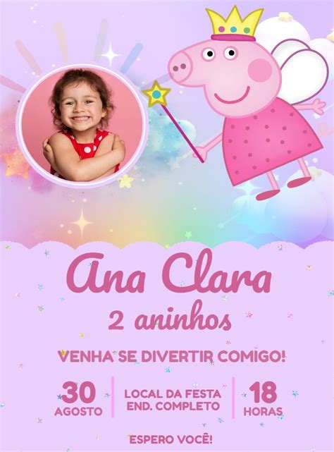 Grátis Fazer convite online convite digital Aniversário Peppa Pig