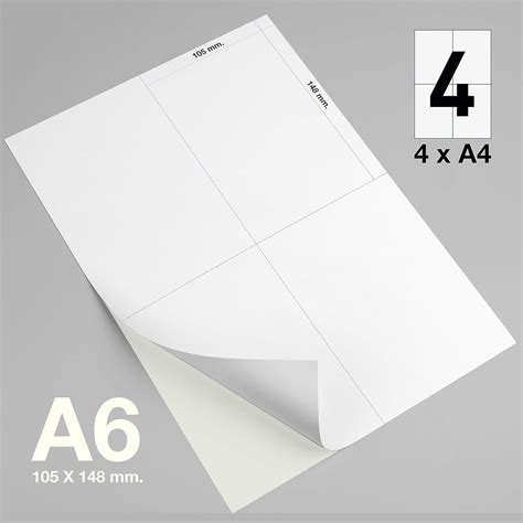 105 x 148 mm Papel Adhesivo para Imprimir 20 Hojas Papel Pegatina para ...