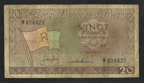 Rwanda 20 Francs 1969 Trésor Darmor