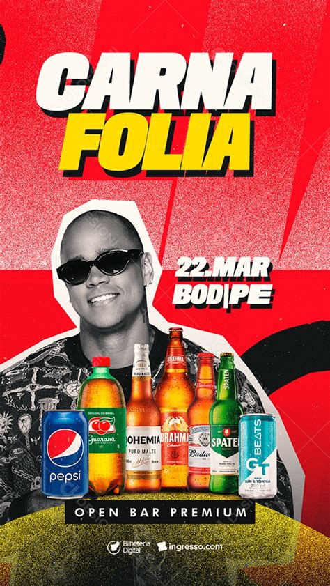 Story Carna Folia Open Bar Premium Léo Santana Flyer Carnaval Social