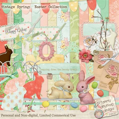 Easter Digital Paper Shabby Easter Digital Scrapbook Kit Etsy