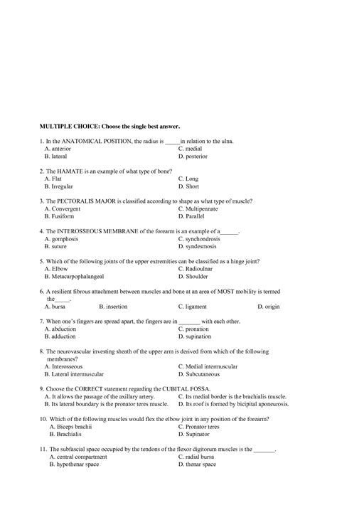 SOLUTION: Anatomical Position Multiple Choice Questions - Studypool