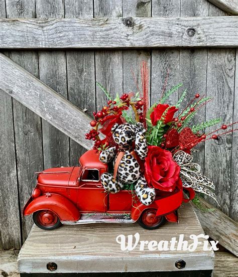 Valentine Red Truck Arrangement Valentine T Centerpiece Red Roses