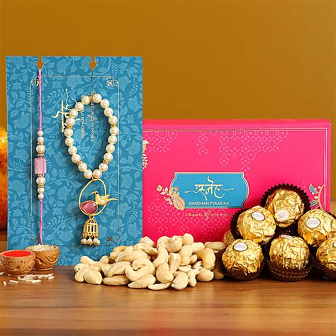 Caged Bird Lumba Rakhi Set And Cashew With 3 Pcs Ferrero Rocher Canada