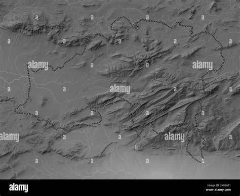 Batna, province of Algeria. Grayscale elevation map with lakes and rivers Stock Photo - Alamy