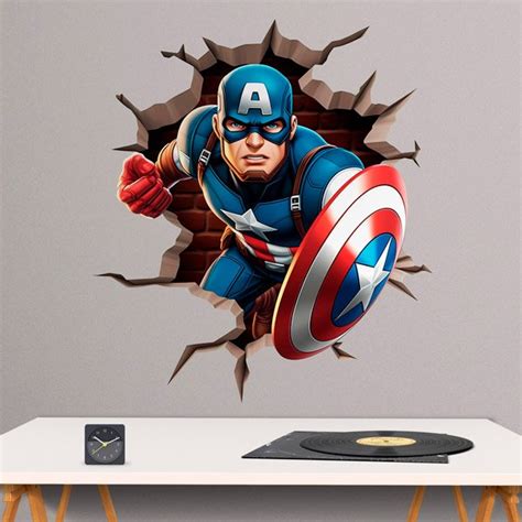 Wall sticker Hole Captain America in action | MuralDecal.com