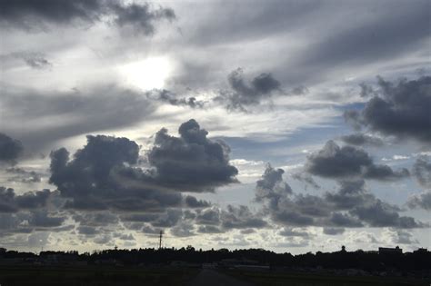 一日曇り、薄曇りの空を背景に積雲流れる 雲と空の365日