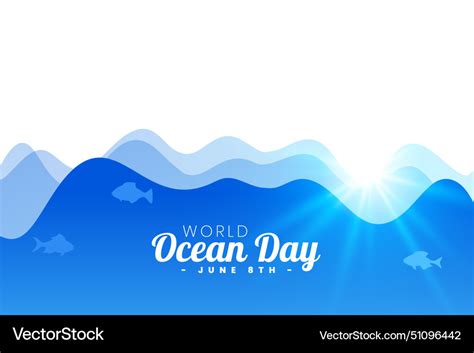 Eye catching world ocean day background with sun Vector Image