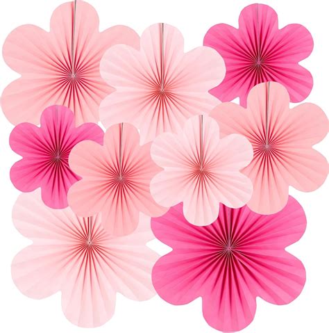 SUNBEAUTY 9 Pcs Paper Decorations Paper Flowers Fans Decorations