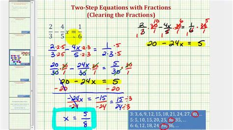 Ex 3 Solving A Two Step Equation With Fractions Clearing The Fractions Youtube