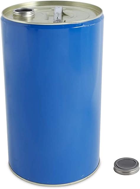 Oipps 25 Litre Metal Drum Blue Tinplate With Screw Lid Amazon Co Uk