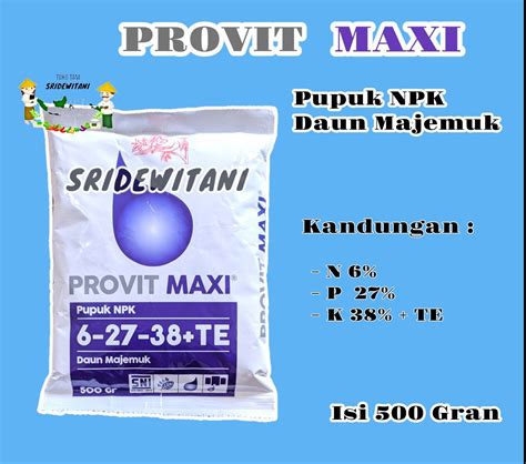 Pupuk Npk Provit Maxi Gram Kemasan Pabrik Meroke Tetap Jaya