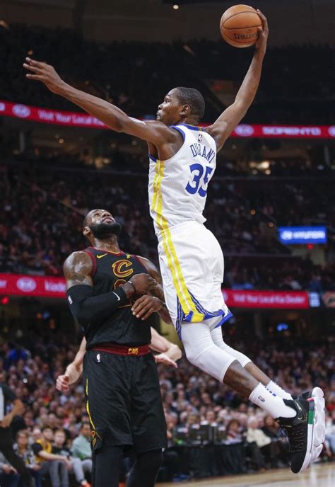 Kevin Durant 35 Of The Golden State Warriors Goes Up For The Dunk Over