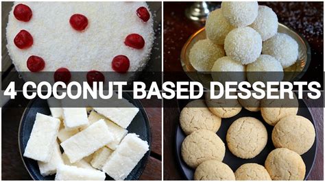 4 instant coconut dessert recipes | coconut cake | coconut barfi | coconut ladoo | coconut ...