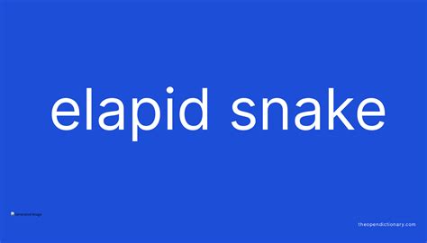 Elapid snake | Meaning of Elapid snake | Definition of Elapid snake ...