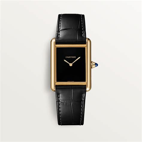 Cartier Wgta Tank Louis Cartier Large Manual Yellow Gold Black