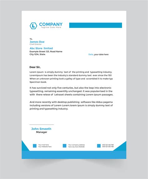 Professional Business Letterhead Template Design Vector Art At