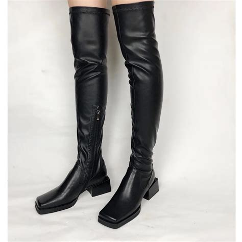 Silla линейки; Новинка года; черные эластичные сапоги выше колена ...