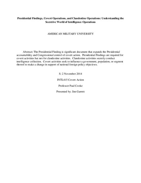 (PDF) Presidential Findings, Covert Operations, and Clandestine ...