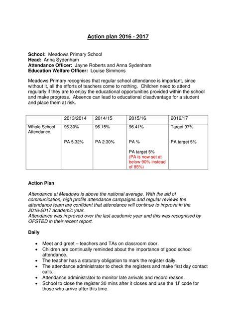 Attendance Action Plan