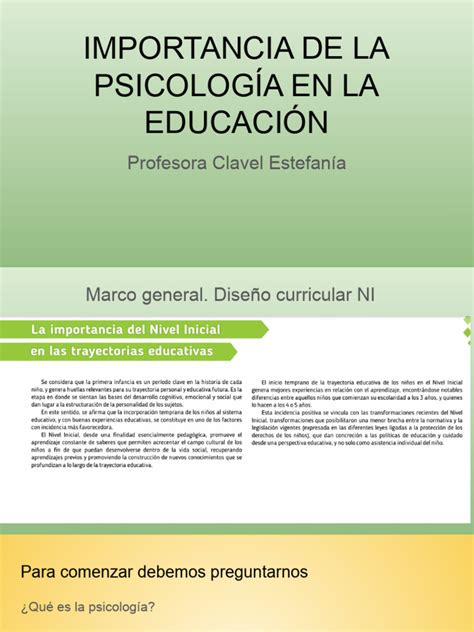 Importancia De La Psicologia En La Educación Pdf