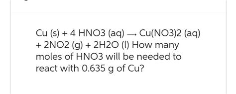 Answered Cu S 4hno3 Aq → Cuno32 Aq Bartleby