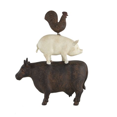 11" x 14" Brown Polystone Stacked Farm Animals Sculpture, by DecMode - Walmart.com