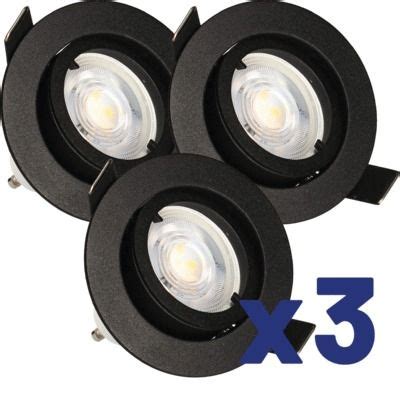 Lot De 3 Spots Encastrables GU10 Orientable Noir 380 Lumens 2700K