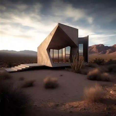 Futuristic House In Desert Landscape Midjourney Prompt Promptsideas