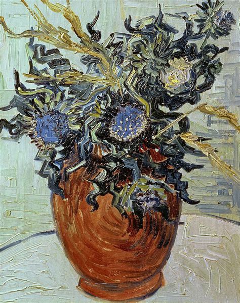 Vase With Flower And Thistles — Vincent Van Gogh