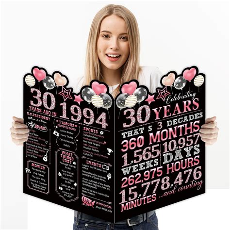 30th Birthday Large Greeting Card 1994 Black Pink Happy 30th Birthday Giant Guest