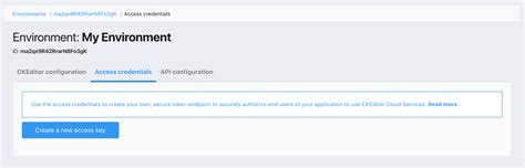 Access Key Ckeditor Cloud Services Documentation