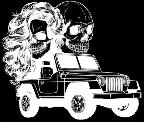 Premium Vector Skulls Couple With Jeep Vector Illustration