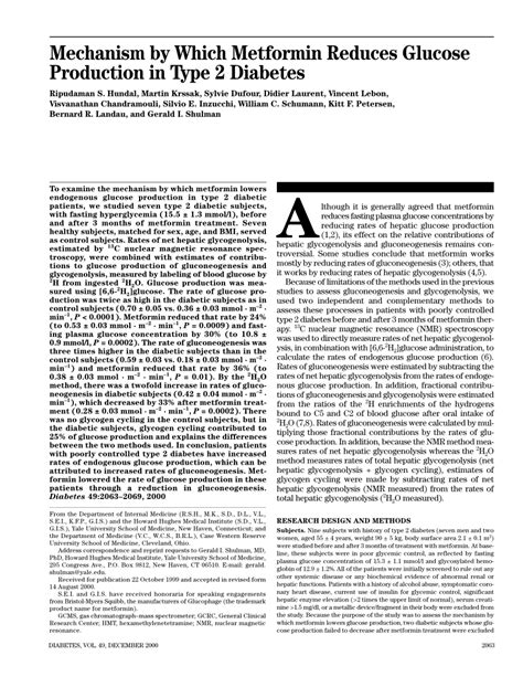 (PDF) Mechanism by Which Metformin Reduces Glucose Production in Type 2 ...