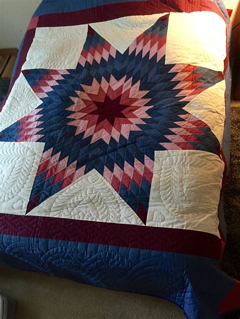 Authentic Amish Quilt Lone Star Pattern 110 X 90 Free Shipping Etsy