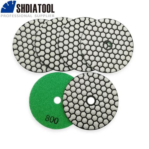 SHDIATOOL 7pcs 4 100mm Diamond Dry Polishing Pad Grit 800 Granite