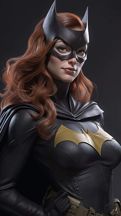 A Woman Dressed As Batgirl Is Posing For The Camera