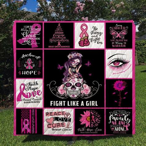 Skull T Sugar Skull Girl Breast Cancer Awareness Quilt Dreamrooma