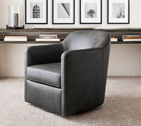 Smyth Leather Swivel Chair Pottery Barn