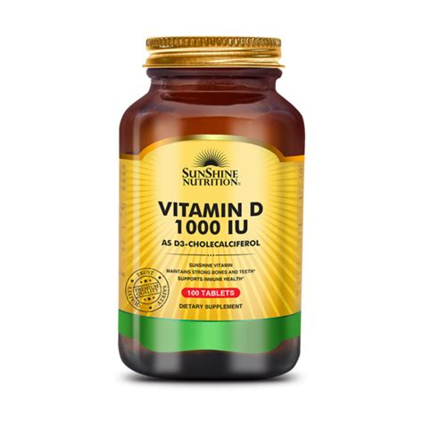 Vitamin D 1000 Iu 100 Tab Sunshine Nutrition