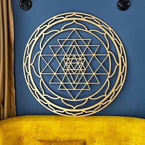 Sri Yantra Wall Art Gold Wall Art Large Sacred Geometry Art Yoga