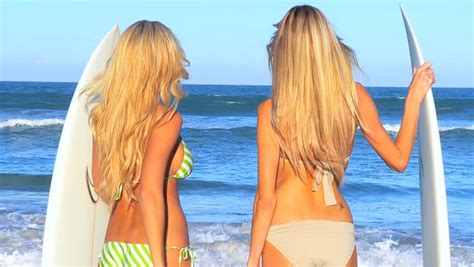 Two Beautiful Slim Girls Bikini S Modeling Stock Footage Video 100 Royalty Free 1330360