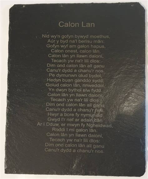 Calon Lan Welsh Hymn Laser Engraved on Slate - Etsy UK