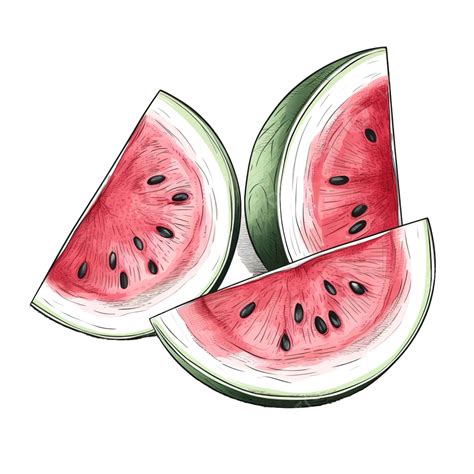 Line Art Of Watermelon Cuts Watermelon Fruit Food Png Transparent