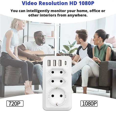 Скрита камера Wifi в разклонител, с USB и Type C, видеонаблюдение на ...